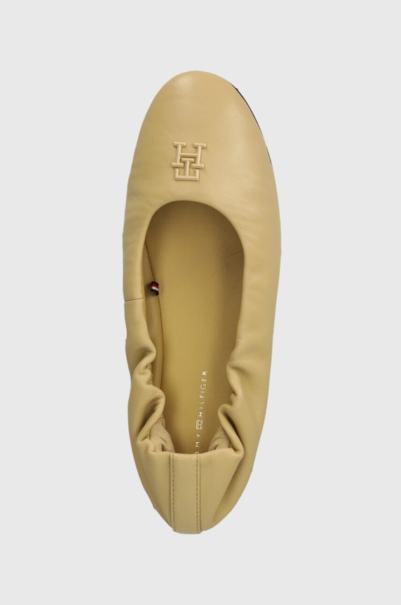 Tommy Hilfiger baleriny skórzane TH ELEVATED ELASTIC BALLERINA beżowy FW0FW07882