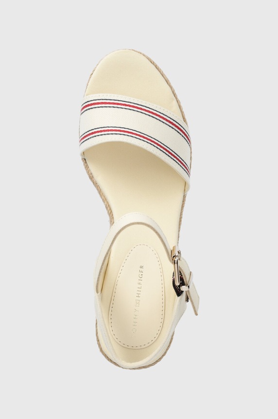 Tommy Hilfiger szandál SHIRTING WEDGE SANDAL bézs FW0FW07887