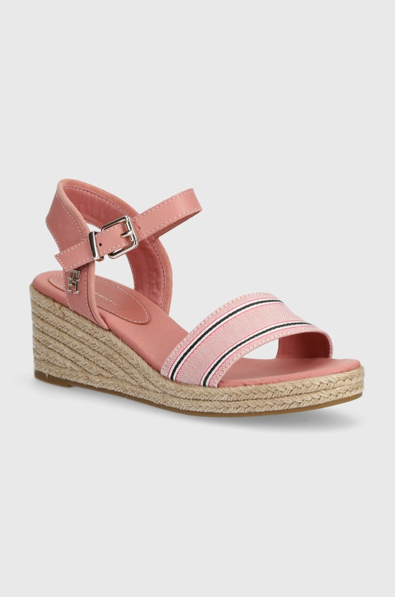 Sandale Tommy Hilfiger SHIRTING WEDGE SANDAL Planet friendly roza FW0FW07887