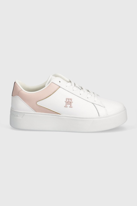 Кожени маратонки Tommy Hilfiger TH PLATFORM COURT SNEAKER FW0FW07910 бял SS24