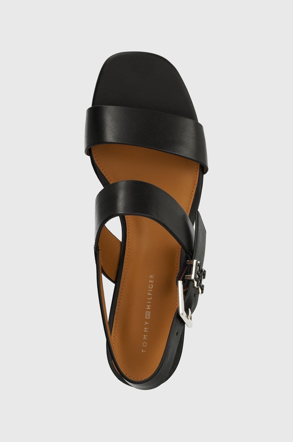 Kožne sandale Tommy Hilfiger TH HARDWARE MID HEEL crna FW0FW08040