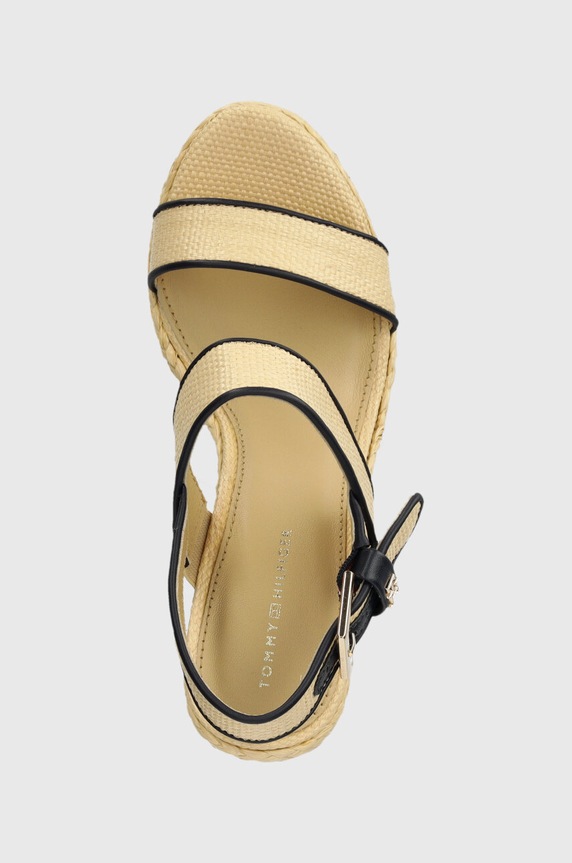 Sandale Tommy Hilfiger PLATFORM TH MONO RAFIA WEDGE bež FW0FW08052