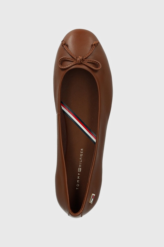 Kožené baleríny Tommy Hilfiger ESSENTIAL CHIC BALLERINA hnědá FW0FW08059