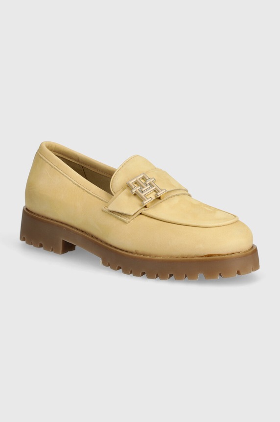 Nubukové mokasíny Tommy Hilfiger CLEATED NUBUCK BOAT SHOE nubuk béžová FW0FW08062