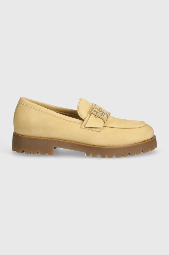 Nubukové mokasíny Tommy Hilfiger CLEATED NUBUCK BOAT SHOE FW0FW08062 béžová SS24