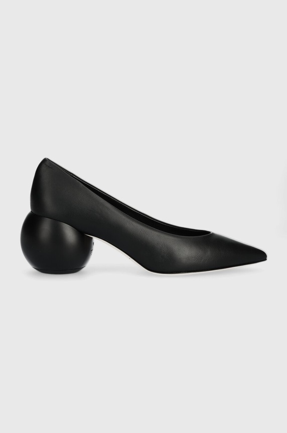 Weekend Max Mara czółenka skórzane Jock słupek czarny 2415521074600.BLACK