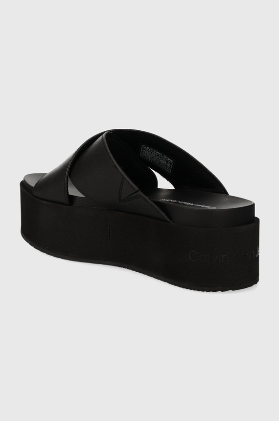Obuwie Calvin Klein Jeans klapki skórzane FLATFORM CROSS MG UC YW0YW01349 czarny