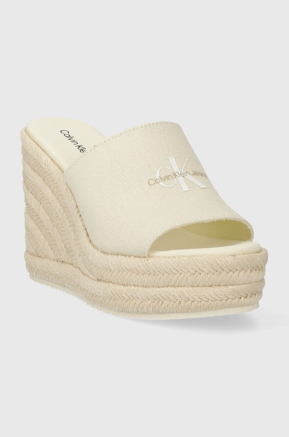 Pantofle Calvin Klein Jeans SLIDE WEDGE ROPE SANDAL ML BTW YW0YW01356 béžová SS24