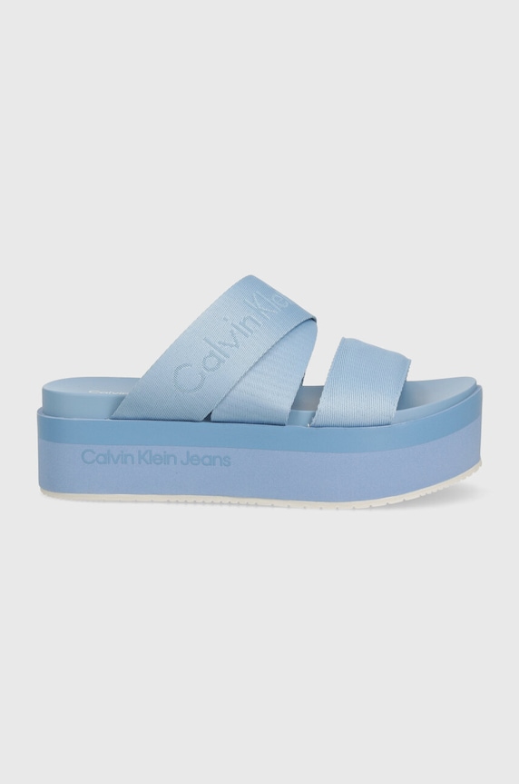 Calvin Klein Jeans klapki FLATFORM SANDAL WEBBING IN MR YW0YW01361 niebieski SS24