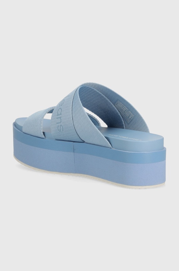Obuwie Calvin Klein Jeans klapki FLATFORM SANDAL WEBBING IN MR YW0YW01361 niebieski