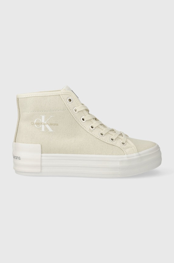 Calvin Klein Jeans trampki BOLD VULC FLATF MID CS ML BTW BOLD VULC FLATF MID CS ML BTW Planet friendly beżowy YW0YW01392