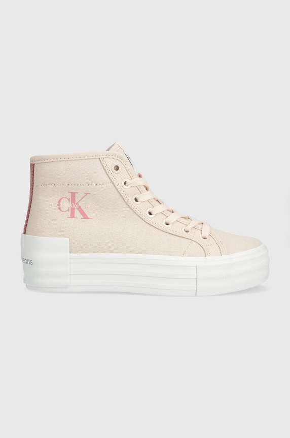 Calvin Klein Jeans trampki BOLD VULC FLATF MID CS ML BTW BOLD VULC FLATF MID CS ML BTW Planet friendly różowy YW0YW01392