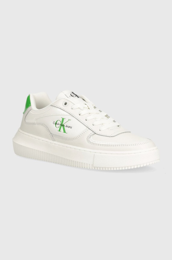 Calvin Klein Jeans sneakersy skórzane CHUNKY CUPSOLE imitacja skóry licowej biały YW0YW01410