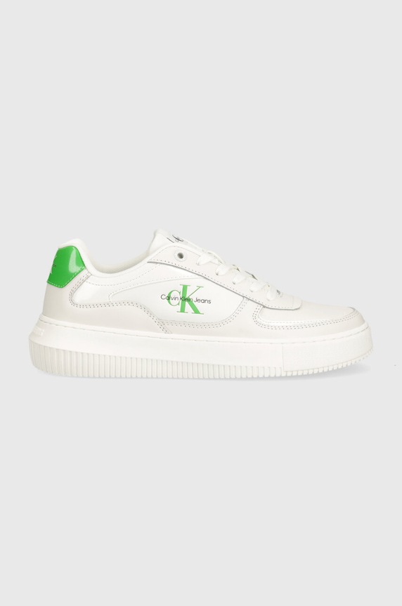 Calvin Klein Jeans sneakersy skórzane CHUNKY CUPSOLE YW0YW01410 biały SS24