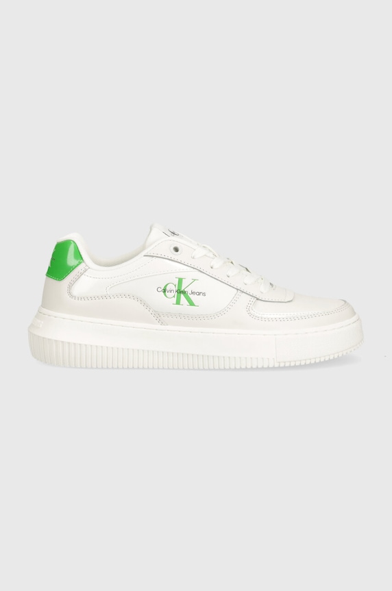 Calvin Klein Jeans sneakersy skórzane CHUNKY CUPSOLE YW0YW01410 biały SS24
