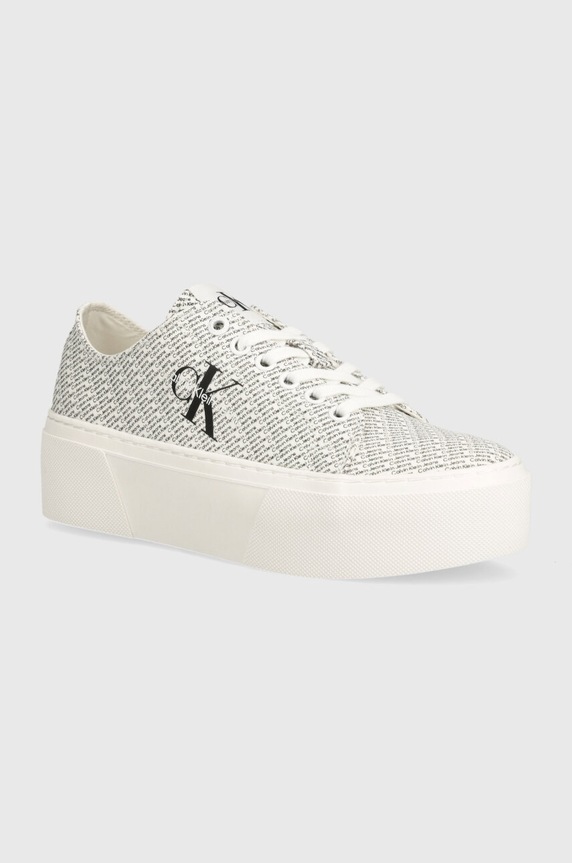 Tenisky Calvin Klein Jeans FLATFORM+ CUPSOLE LOW LACE CS MR platforma bílá YW0YW01420
