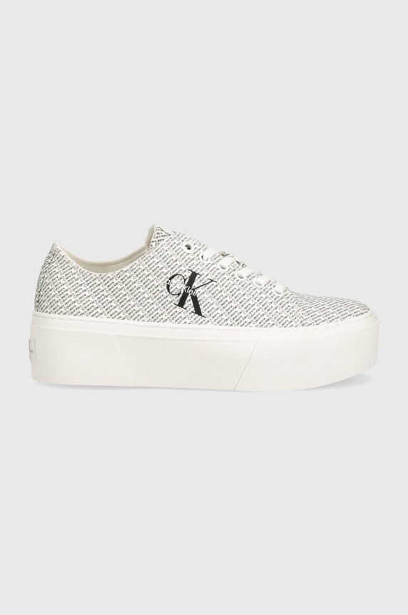 Tenisky Calvin Klein Jeans FLATFORM+ CUPSOLE LOW LACE CS MR YW0YW01420 bílá SS24