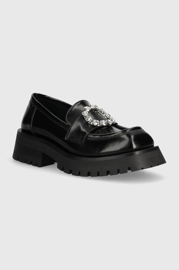 Μοκασίνια Chiara Ferragni Mocassin Infinity Love απομίμηση λείου δέρματος μαύρο CF3371.001