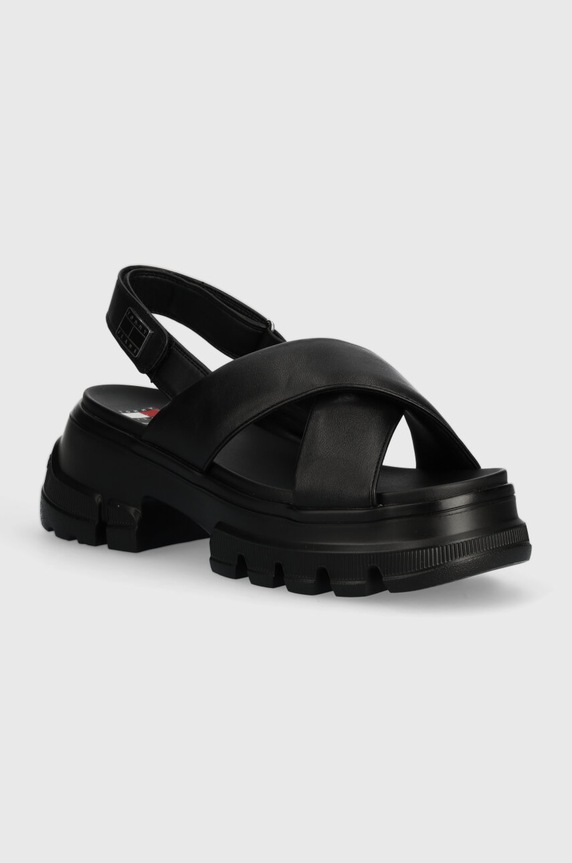 Tommy Jeans szandál TJW CHUNKY CITY SANDAL platform fekete EN0EN02525