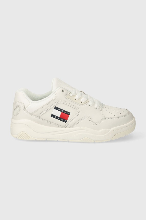 Tenisky Tommy Jeans TJW NEW BASKET SNEAKER LC imitace kůže béžová EN0EN02524