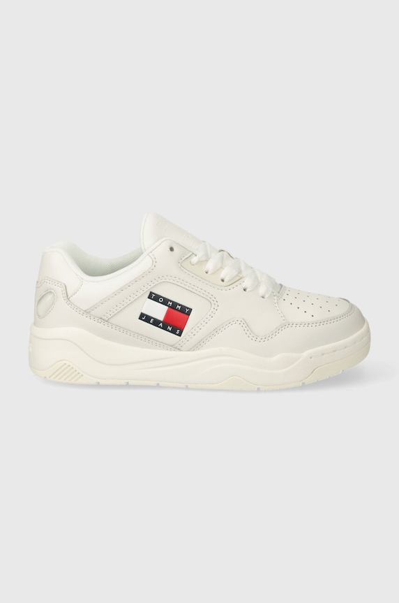 Tenisky Tommy Jeans TJW NEW BASKET SNEAKER LC imitace kůže béžová EN0EN02524