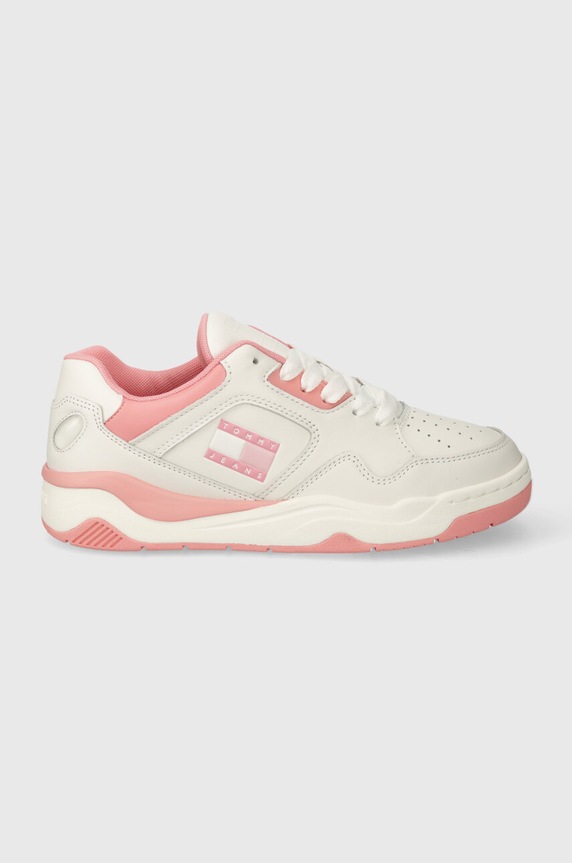 Tenisky Tommy Jeans TJW NEW BASKET SNEAKER LC imitace kůže růžová EN0EN02524
