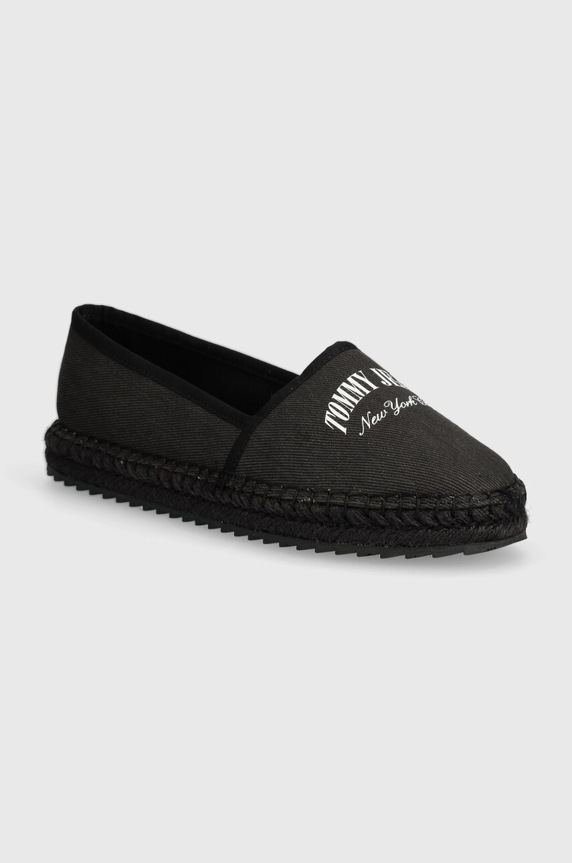 Еспадрили Tommy Jeans TJW VARSITY ESPADRILLE равен черен EN0EN02470