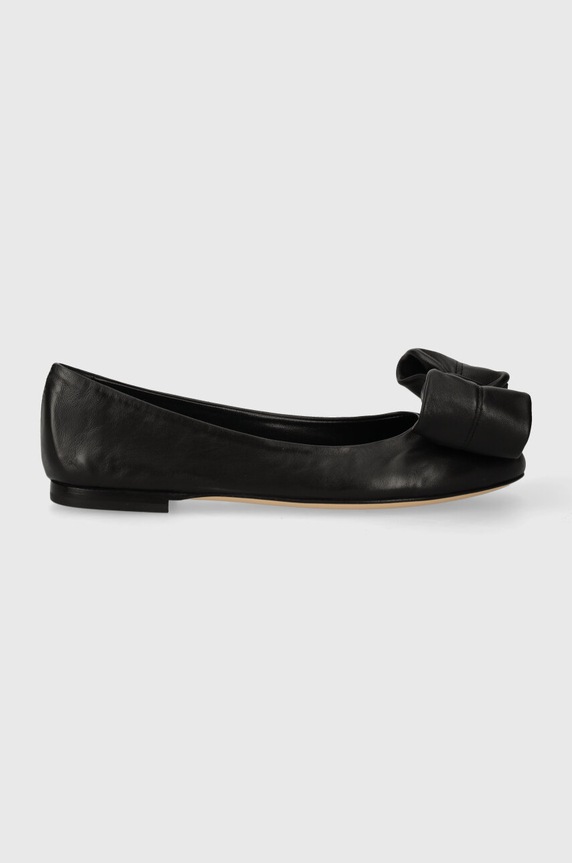 AGL baleriny skórzane Milly Ribbon D544029PCSOFTY0000 czarny SS24