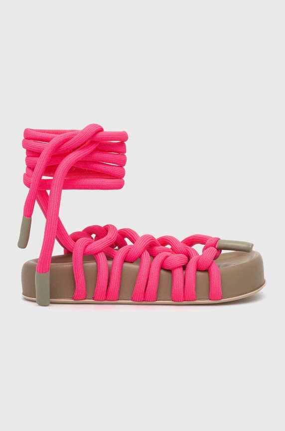 Сандалі AGL Jane Laces платформа рожевий D685010PGKE762G299