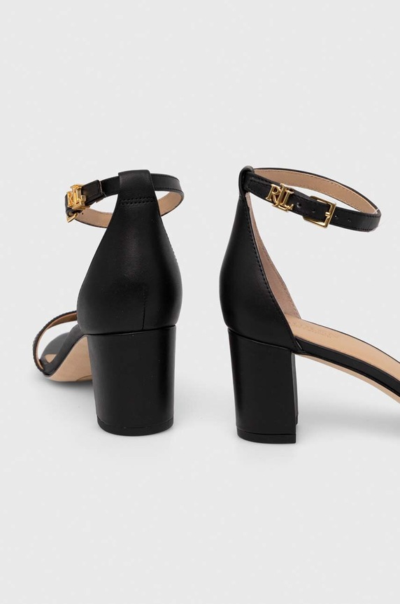 Παπούτσια Δερμάτινα πέδιλα Lauren Ralph Lauren Logan 802927949001.001 μαύρο