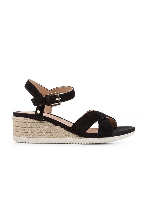 Geox sandały zamszowe D ISCHIA CORDA 5-8 cm czarny D02HHC.00022.C9999