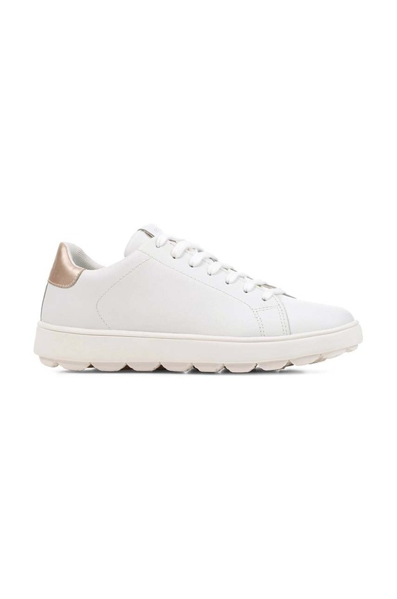 Δερμάτινα sneakers Geox D SPHERICA ECUB-1 φλατ λευκό D45WEA.09BNF.C1327