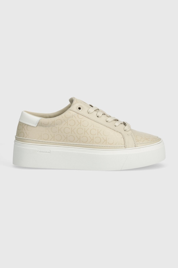 Calvin Klein sportcipő FLATFORM CUP LACE UP EPI MONO HW0HW01911 bézs SS24