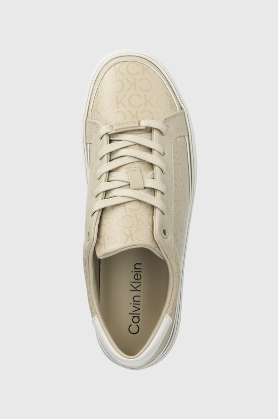 Calvin Klein sportcipő FLATFORM CUP LACE UP EPI MONO bézs HW0HW01911