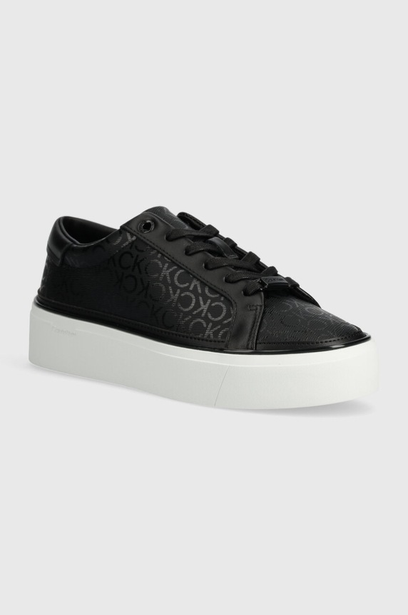 Sneakers Calvin Klein FLATFORM CUP LACE UP EPI MONO Planet friendly μαύρο HW0HW01911