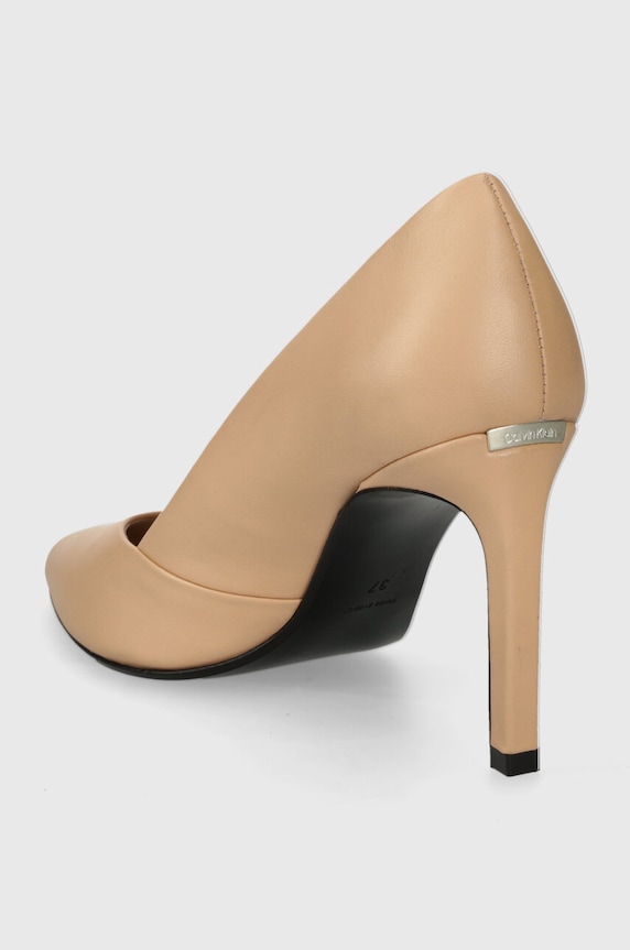 Obuwie Calvin Klein szpilki skórzane HEEL PUMP 90 LEATHER HW0HW01928 beżowy