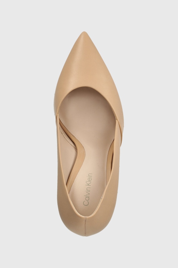 Calvin Klein szpilki skórzane HEEL PUMP 90 LEATHER beżowy HW0HW01928