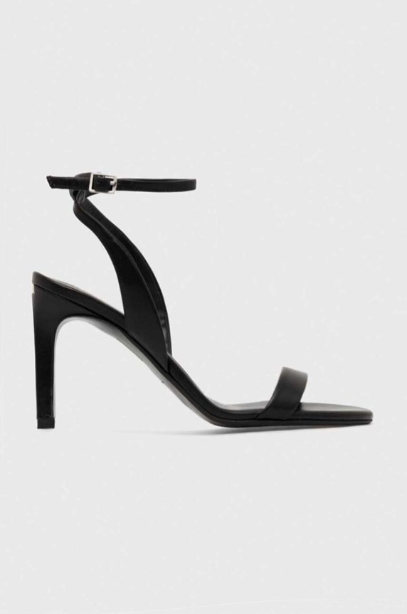 Δερμάτινα πέδιλα Calvin Klein HEEL SANDAL 90 LTH στιλέτο μαύρο HW0HW01945
