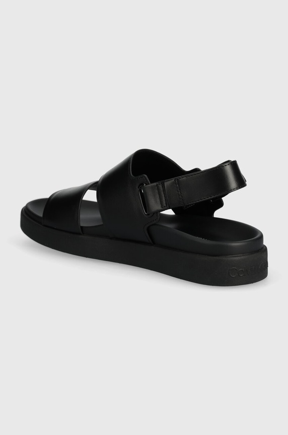 Încălțăminte Calvin Klein sandale de piele FLAT SANDAL CALVIN MTL LTH HW0HW01984 negru