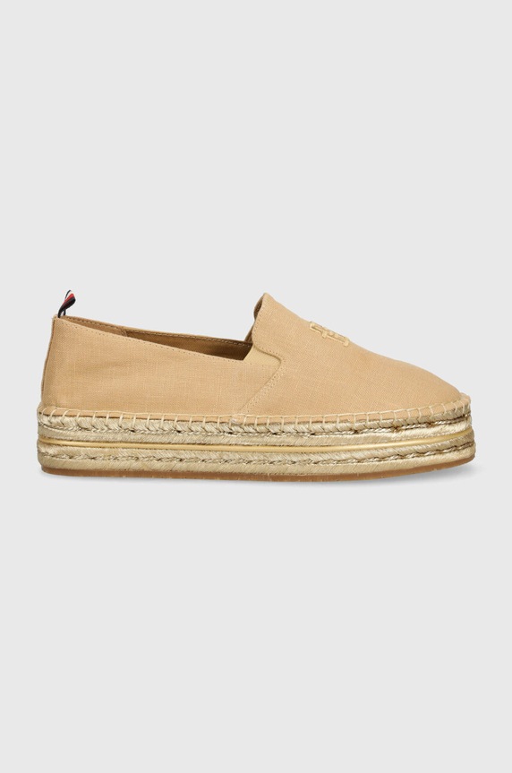 Tommy Hilfiger espadrile TH EMBROIDERED GOLD FLATFORM FW0FW08061 bej SS24