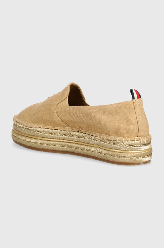 Încălțăminte Tommy Hilfiger espadrile TH EMBROIDERED GOLD FLATFORM FW0FW08061 bej