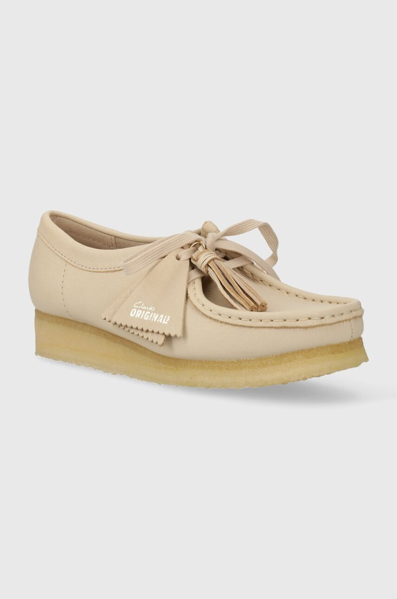 Шкіряні туфлі Clarks Originals Wallabee віденський бежевий 26175773
