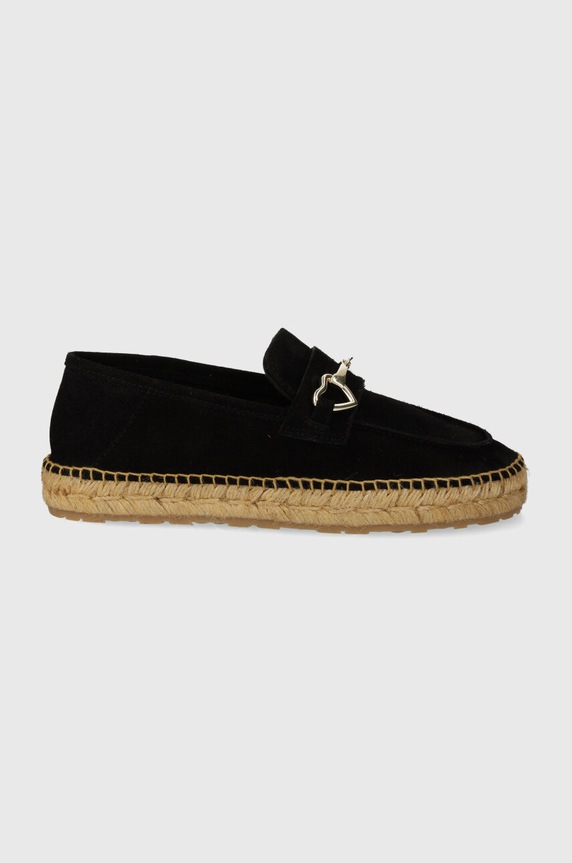Love Moschino espadryle zamszowe płaski czarny JA10592G0IIG0000