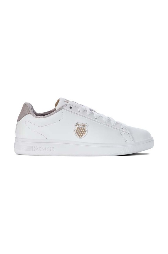Kožené sneakers boty K-Swiss COURT SHIELD plochá bílá 96599.181.M