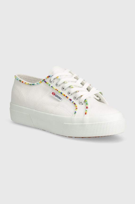 Superga tenisi 2740 MULTICOLOR BEADS plată alb S4131FW