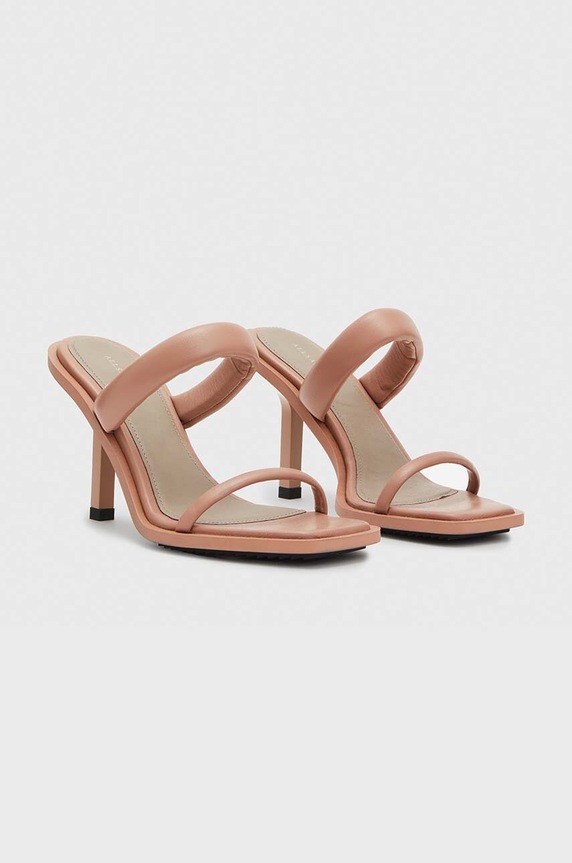 Kožené pantofle AllSaints Ava WF595Y růžová SS24