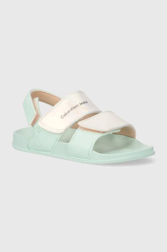 Calvin Klein Jeans sandały dziecięce imitacja skóry licowej turkusowy V1A2.80846.27.34