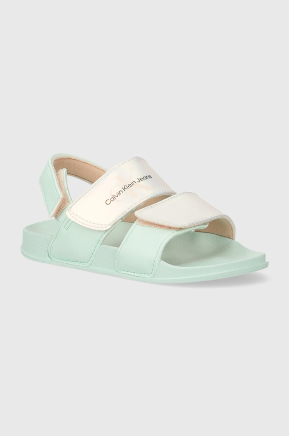 Calvin Klein Jeans sandały dziecięce imitacja skóry licowej turkusowy V1A2.80846.27.34