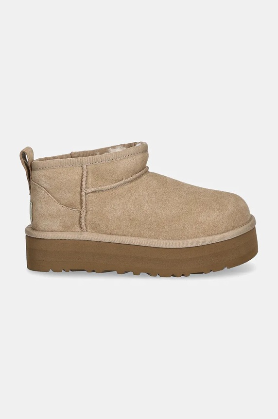 Detské semišové snehule UGG CLASSIC ULTRA MINI PLATFORM 1157791K béžová AA00