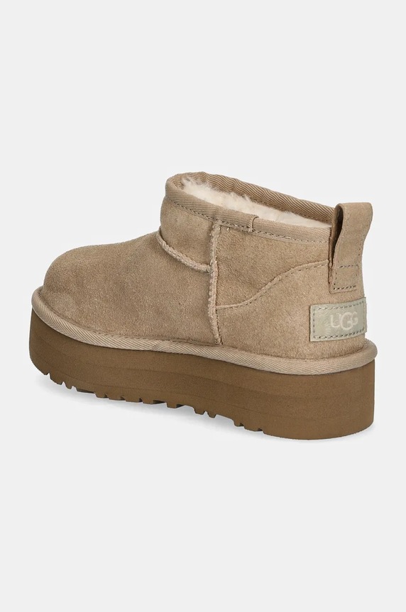 Dievča Detské semišové snehule UGG CLASSIC ULTRA MINI PLATFORM 1157791K béžová